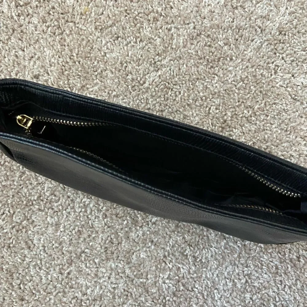 Faux Crocodile Black Shoulder Bag